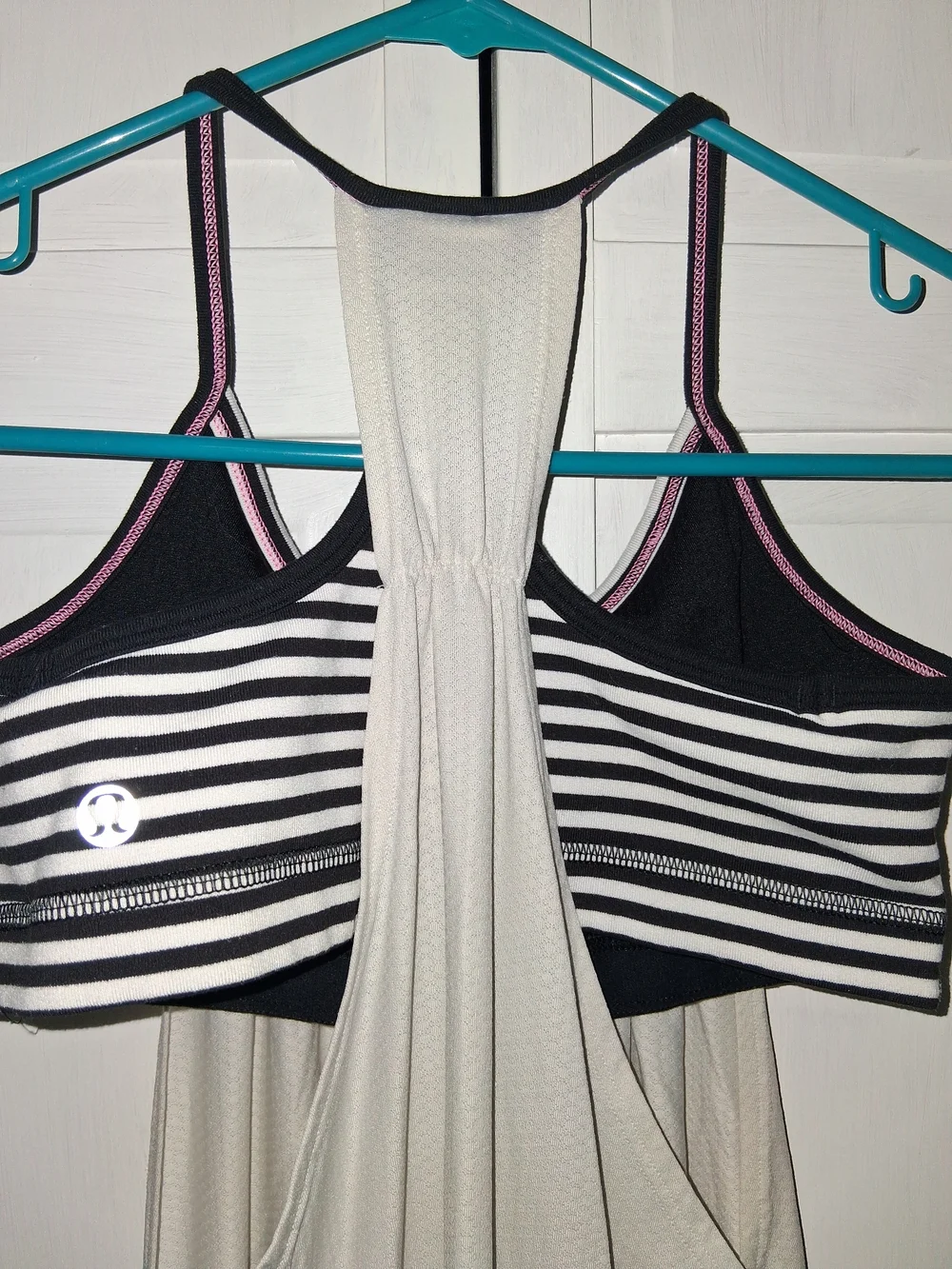 lululemon athletica White Tank with Black Stripe Shelf Bra
